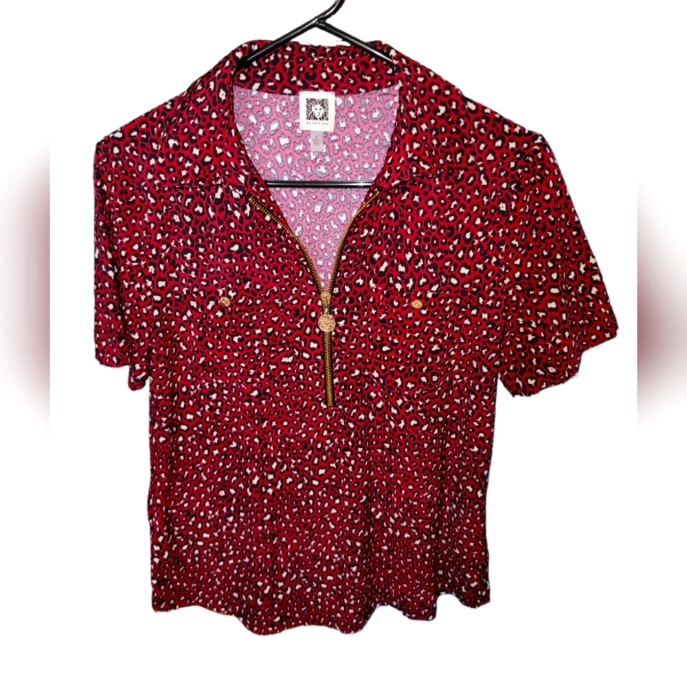 Anne Klein women's dress shirt Leopard print